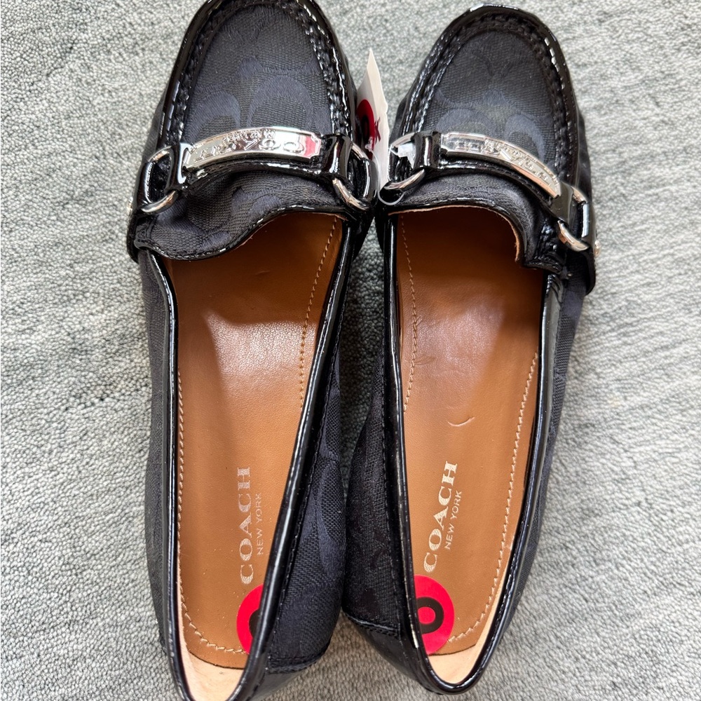Coach Black Loafers with Silver Buckles - Picture 2 of 6